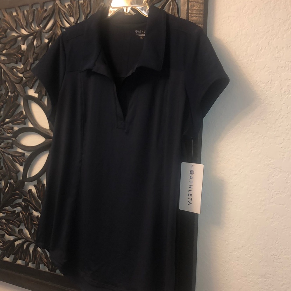 NWT ladies XLT NAVY ATHLETA CADDY POLO